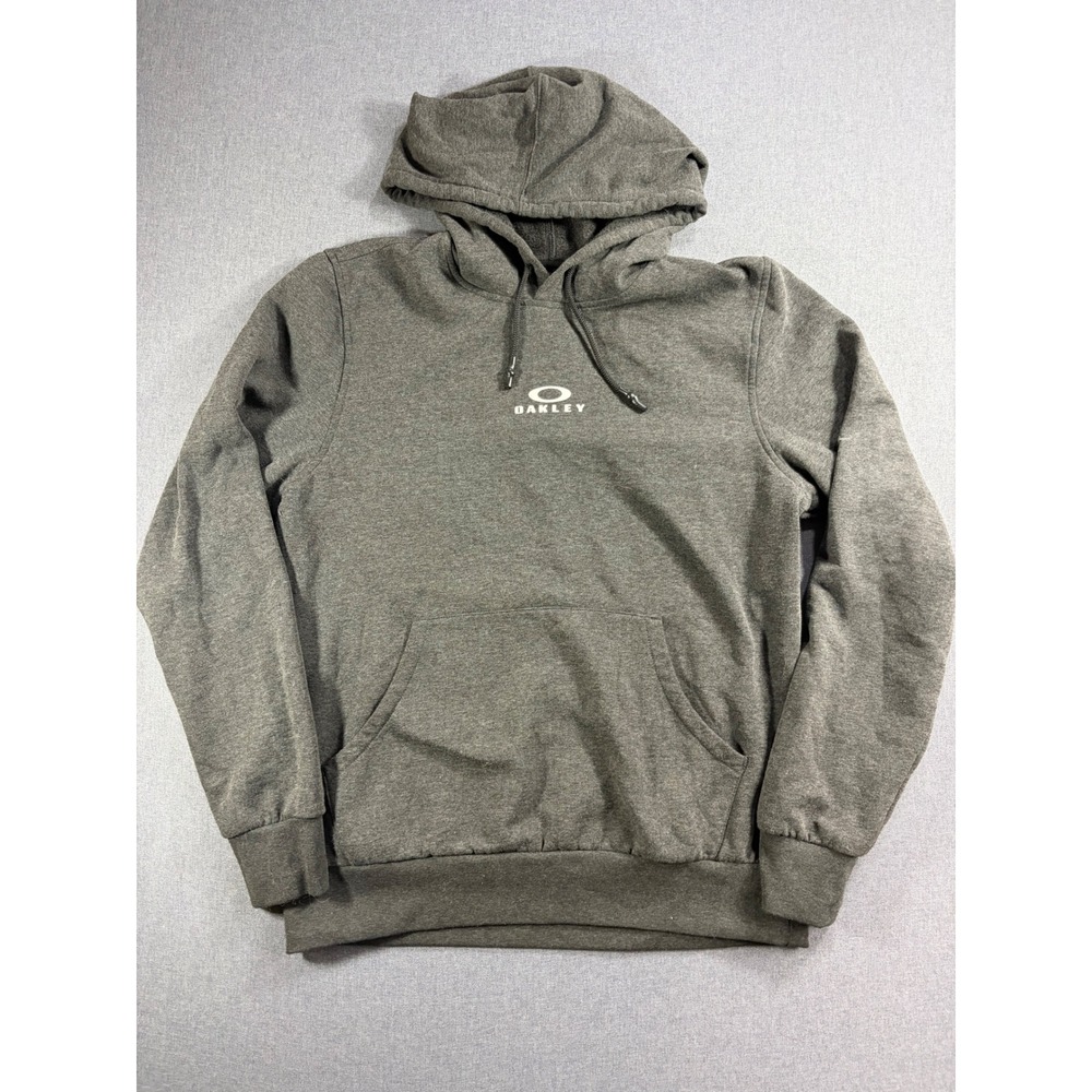 Oakley Mens Custom Fit Pullover Hoodie Charcoal Grey Heather Logo Size L